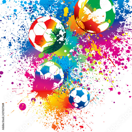 Fototapeta na wymiar The colorful footballs on a white background