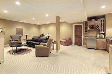 Wall Mural - Basement with kitchen area