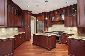 Kitchen with cherry wood cabinetry