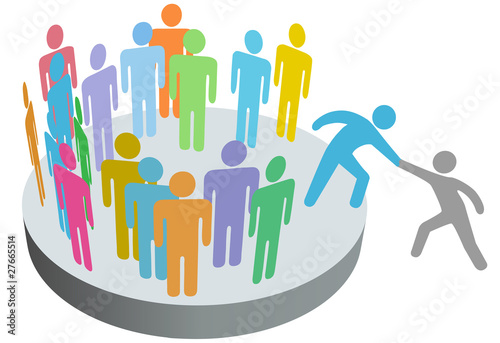 Fotografía Helper helps person join people members company group