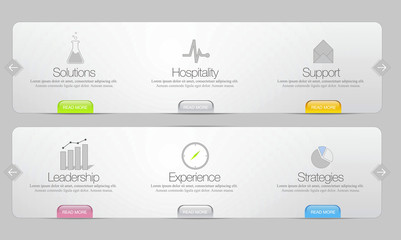 Website menu template with icons set