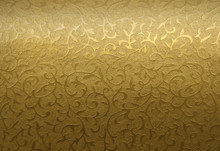 Golden Floral Ornament Brocade Textile Pattern
