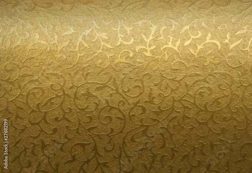 Cuadros en Lienzo Golden floral ornament brocade textile pattern