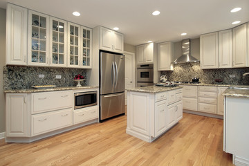 Kitchen with light colored cabinetry