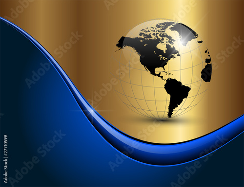 Business background elegant blue gold