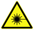 Symbol for Laser warning sign on yellow triangle