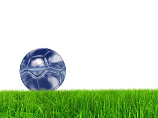 High resolution 3D soccer ball in green grass