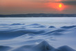 Sunset in the far north: ice desert