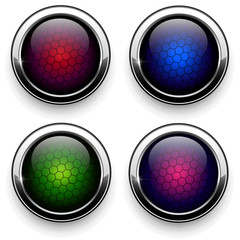 Poster - web buttons metallic with hexagon pattern inside