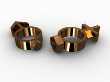 Rings With A Bolt And Nut And Gender. 3D