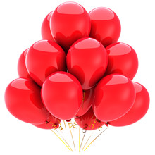 Red Party Balloons. This Is A Detailed 3D Render (Hi-Res)