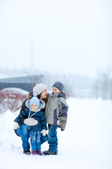 Sticker - Family outdoors at winter