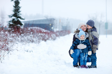 Sticker - Family outdoors at winter