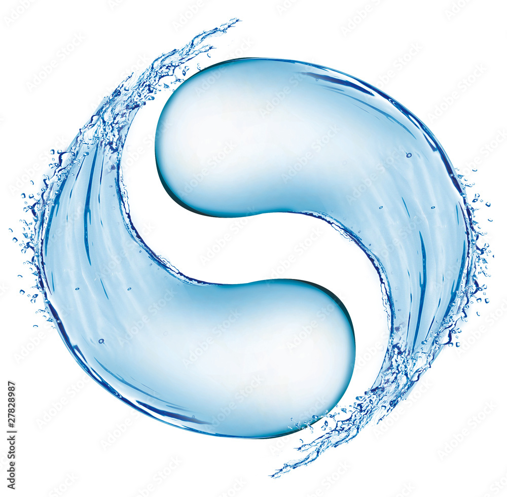 Water ying yang splashes fluid liquid  - obrazy, fototapety, plakaty 