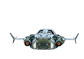 Wall Mural - spaceship in flying away from here white background