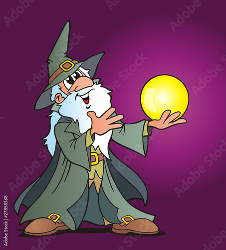 Foto-Schiebevorhang (ohne Schiene) - Wizard with Magic Ball (von jokatoons)