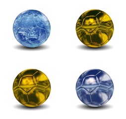 High resolution 3D soccer balls isolated on white