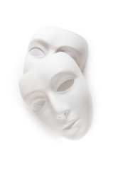 Theatre concept with the white plastic masks