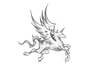 Papier Peint - Tattoo art, sketch of a unicorn