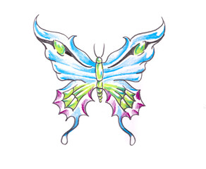 Papier Peint - Tattoo art, sketch of a butterfly
