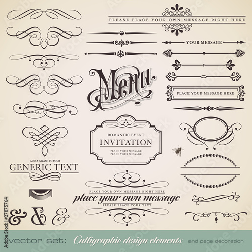 Fotografía vector set: calligraphic elements and page decoration