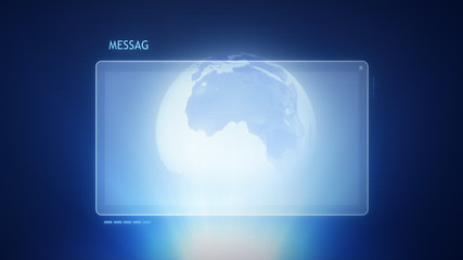 Futuristic interface with blank message window