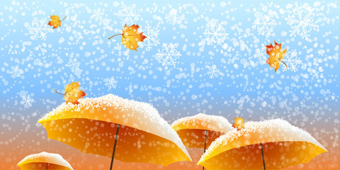 Wall Mural - Vector background on a theme of autumn and winter