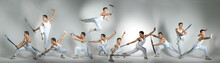 Chinese Man Practising Martial Arts Isolated Background