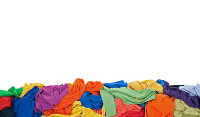 Messy colorful clothes border with space for text