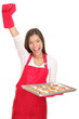 Baking woman on white background