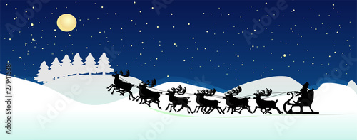 Weihnachtshintergrund mit Rentierschlitte