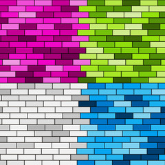 Poster - Brick wall in four colors