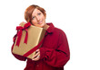 © Andy Dean - Pretty Red Haired Girl with Wrapped Gift Isolated