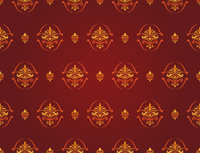 Seamless Antique Red And Gold Pattern