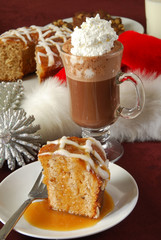 Wall Mural - Apple bundt cake and hot chocolate