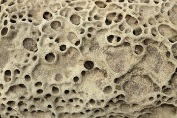 Rock erosion holes close up.