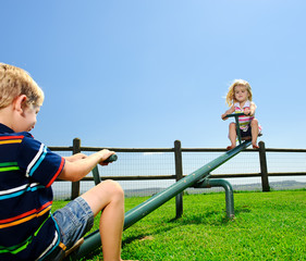 Wall Mural - Two children in the playground