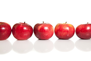 Fresh red juicy natural apples on white isolated background