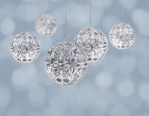 Wall Mural - shiny silver christmas balls