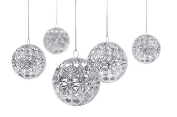 Wall Mural - shiny silver christmas balls
