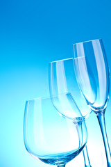 brilliant glass with a blue background