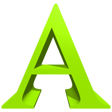 High resolution 3D green font isolated on white background
