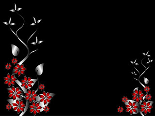 Wall Mural - A silver and red  floral background template