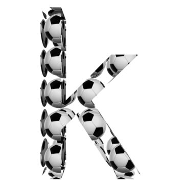 High resolution conceptual font made of soccer balls isolated