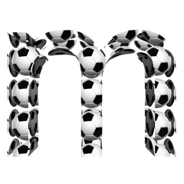High resolution conceptual font made of soccer balls isolated