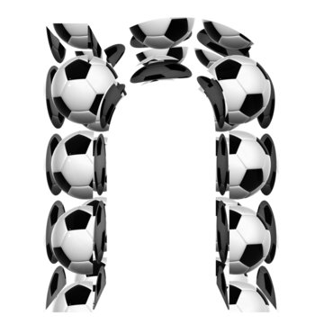 High resolution conceptual font made of soccer balls isolated