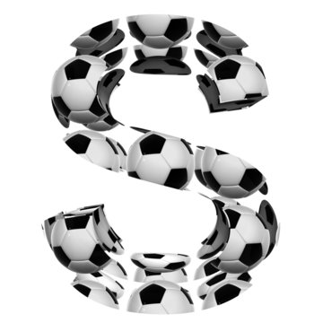 High resolution conceptual font made of soccer balls isolated