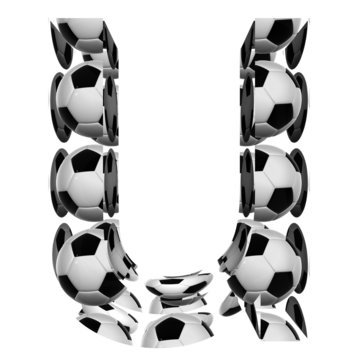 High resolution conceptual font made of soccer balls isolated
