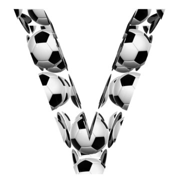 High resolution conceptual font made of soccer balls isolated