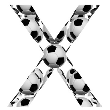 High resolution conceptual font made of soccer balls isolated